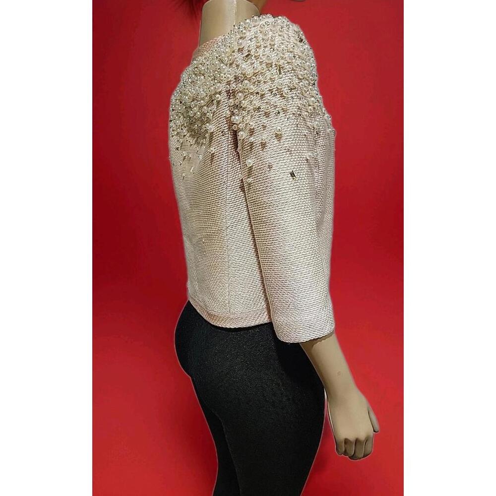 St. John Couture Black Label Size 4 Pink Hand Beaded Knit Jacket Cardigan #A - Picture 7 of 16